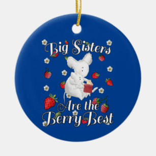 Big Sisters Berry Best - Mouse Strawberry Pun Ceramic Ornament