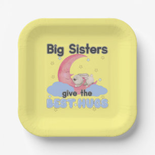 Big Sisters Give the Best Hugs - Moon Bunny Paper Plate