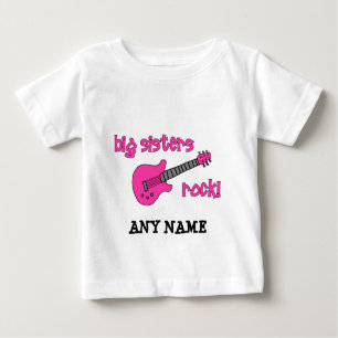 Big Sisters Rock! with Pink Guitar Baby T-Shirt
