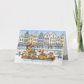 Big Skate Dutch Houses - Christmas Greeting Card