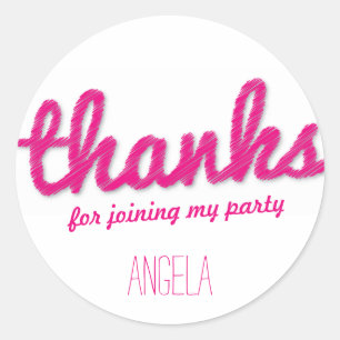 Big Sketch Girl Thank You Birthday Party Stickers