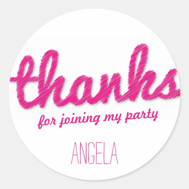 Big Sketch Girl Thank You Birthday Party Stickers (Front)