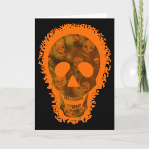 Big Skull Orange greetings card