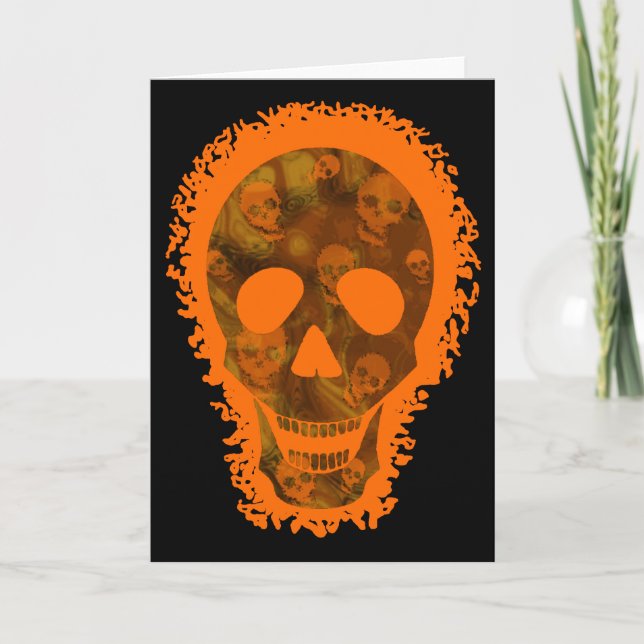 Big Skull Orange greetings card (Front)
