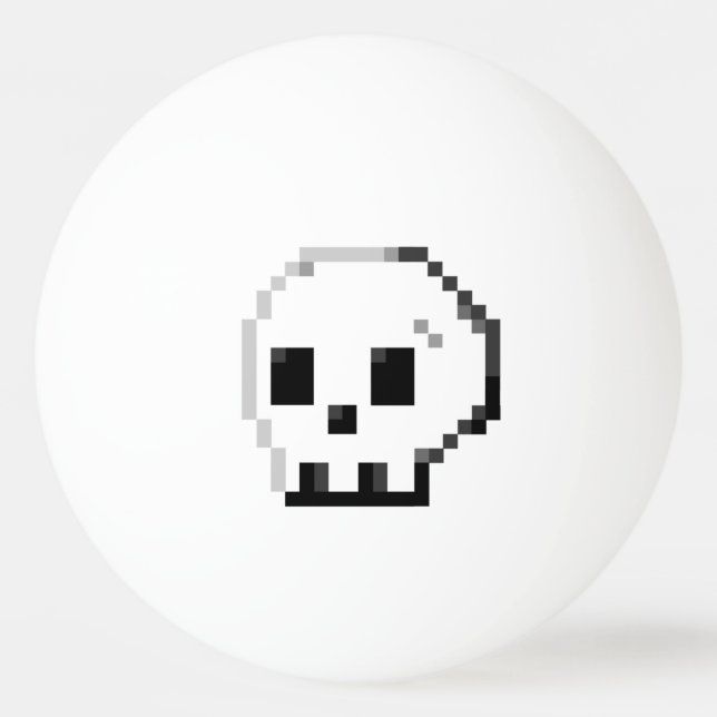 Big Skull pixel art 8 bit Ping Pong Ball (Front)