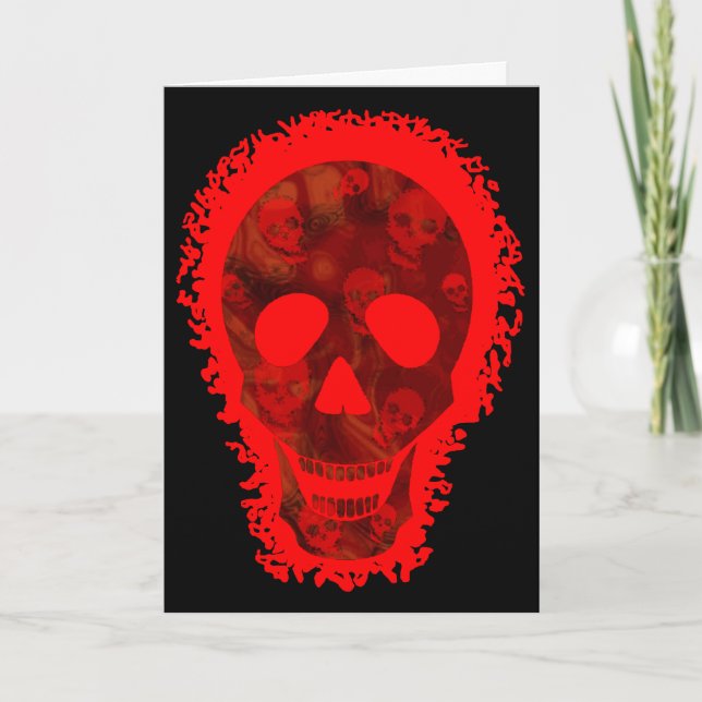 Big Skull Red 'Happy Halloween' card (Front)