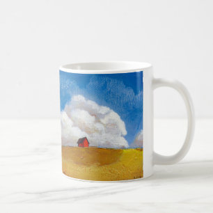 Big sky clouds barn farm house landscape art coffee mug