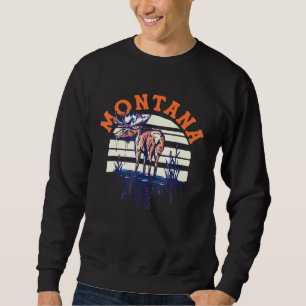 Big Sky Country Montana Cool Retro Moose Travel Ar Sweatshirt