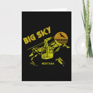 Big Sky Montana Distressed Retro Skiing Tee Card