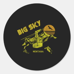 Big Sky Montana Distressed Retro Skiing Tee  Classic Round Sticker