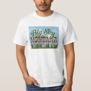 Big Sky Montana Fun Retro Snowy Mountains T-Shirt