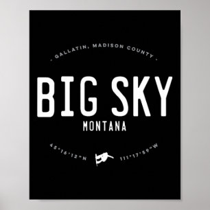 Big Sky Montana Graphic Distressed Vintage Snowboa Poster