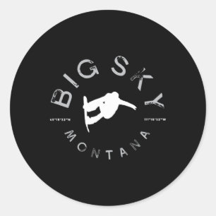 Big Sky Montana Graphic Vintage Snowboarding Classic Round Sticker