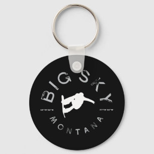 Big Sky Montana Graphic Vintage Snowboarding Key Ring