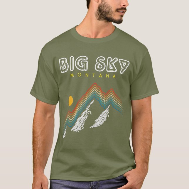 Big Sky Montana  Ski Resort 1980s Retro T-Shirt (Front)