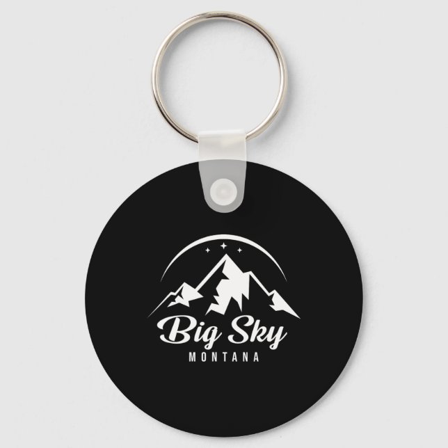 Big Sky Montana Ski Resort Skiing Snowboarding  Key Ring (Front)