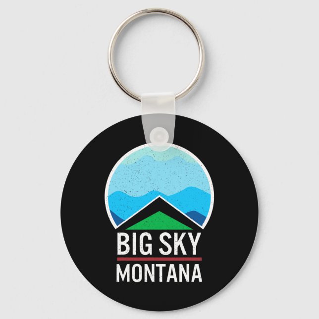 Big Sky Montana Ski Skiing Snowboarding Skier Snow Key Ring (Front)
