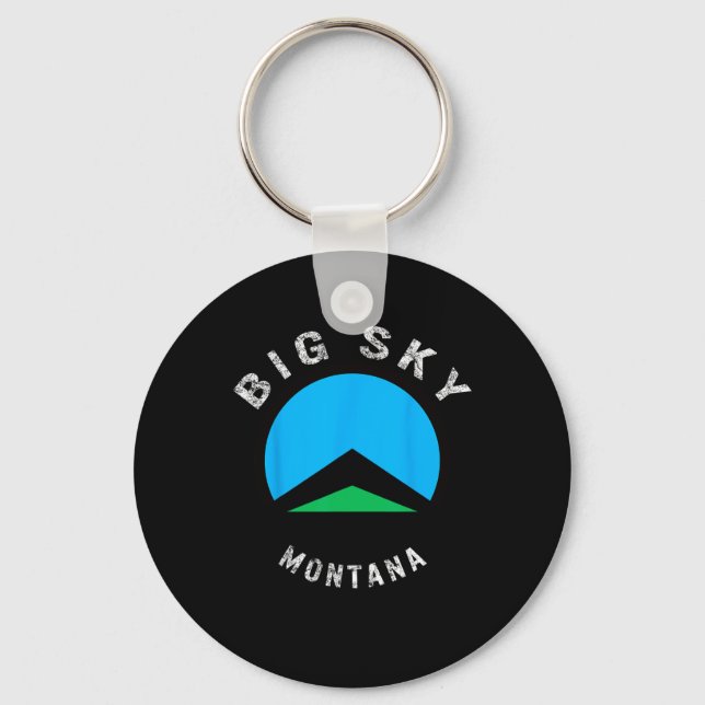 Big Sky Montana Ski Skiing Snowboarding Skier Snow Key Ring (Front)