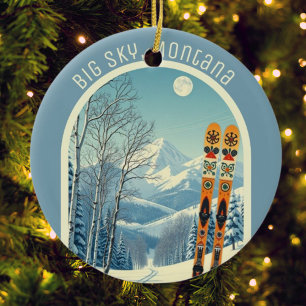 Big Sky Montana ski souvenir Rocky Mountains Ceramic Ornament