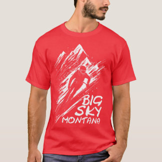 Big Sky Montana Skiing Graphic Art T-Shirt
