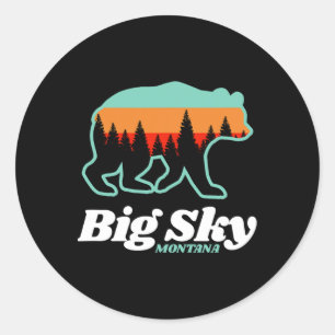 Big Sky Montana Skiing Snowboarding Bear Classic Round Sticker
