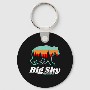 Big Sky Montana Skiing Snowboarding Bear  Key Ring