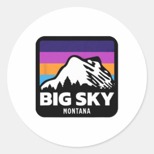 Big Sky Montana Skiing Snowboarding Family Ski Classic Round Sticker