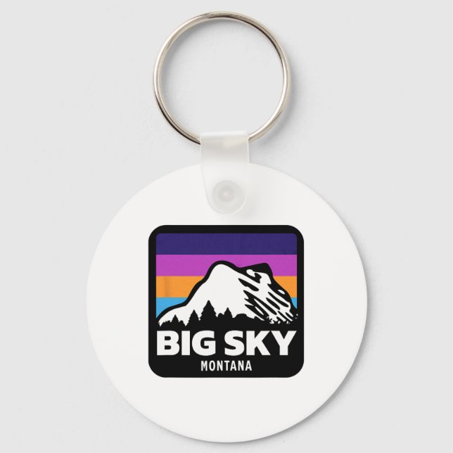 Big Sky Montana Skiing Snowboarding Family Ski  Key Ring (Front)
