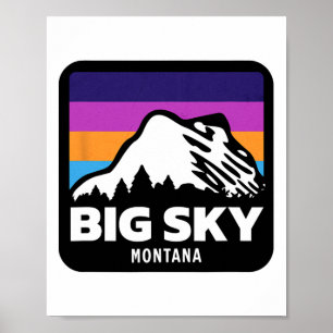 Big Sky Montana Skiing Snowboarding Family Ski Poster
