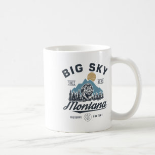 Big - Sky Montana Snow Skiing Trendy Retro Lodge  Coffee Mug