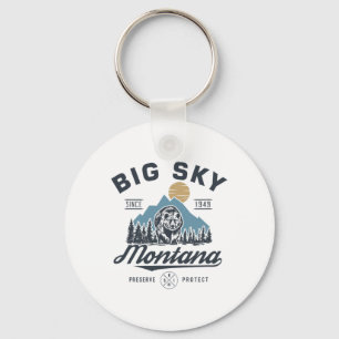 Big - Sky Montana Snow Skiing Trendy Retro Lodge Key Ring