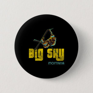 Big Sky Montana Vintage Skiing 6 Cm Round Badge