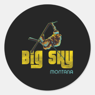 Big Sky Montana Vintage Skiing Classic Round Sticker