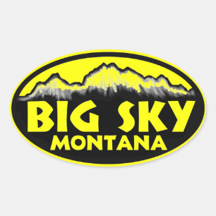 Big Sky Montana yellow oval stickers