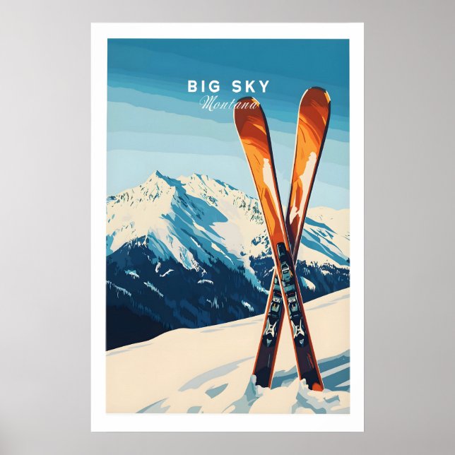 Big Sky Print Montana - Ski Poster 1 (Front)