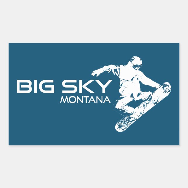 Big Sky Resort Montana Snowboarder Rectangular Sticker (Front)
