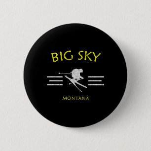 Big Sky Skiing Montana Ski Tee  6 Cm Round Badge
