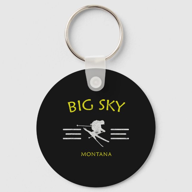 Big Sky Skiing Montana Ski Tee  Key Ring (Front)