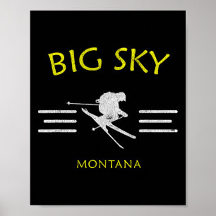 Big Sky Skiing Montana Ski Tee Poster