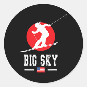 Big Sky Usa Ski Resort Rocky Mountains American Sk Classic Round Sticker