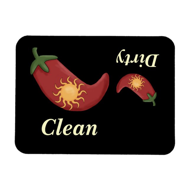 Big & Small Red Peppers & Sun - Dishwasher Magnet (Horizontal)