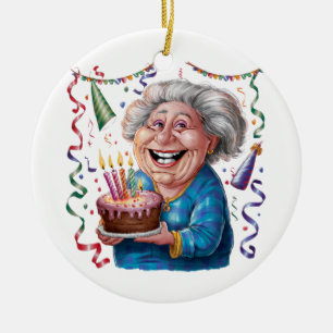 Big Smile Granny Birthday Ceramic Ornament