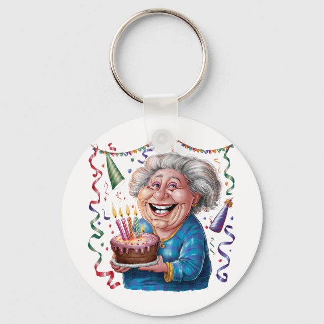 Big Smile Granny Birthday Key Ring (Front)