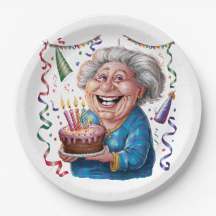 Big Smile Granny Birthday Paper Plate