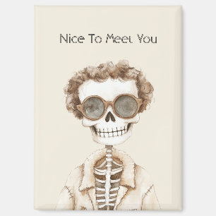 Big Smile Skeleton Glasses Nice To Meet You Magnet