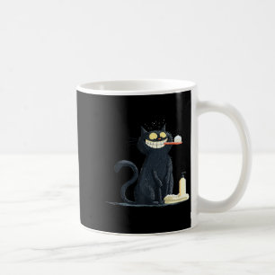 Big Smiling Cat With Toothbrush For Teeth Brushing Coffee Mug