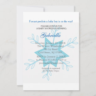 Big Snowflake Baby Boy Shower Invitation