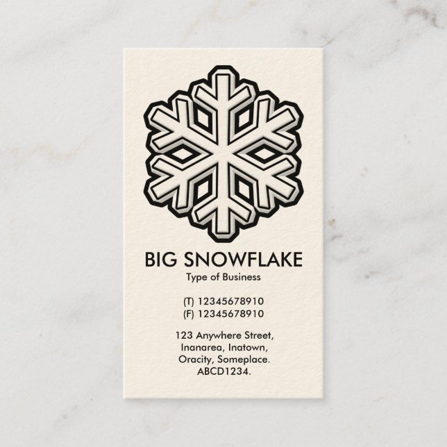 Big Snowflake - (Cream Card) Business Card (Front)