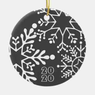 Big SNOWFLAKES Name & Date Christmas Ceramic Ornament