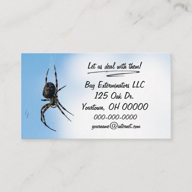 Big Spider for Bug Exterminator  Business Card (Front)